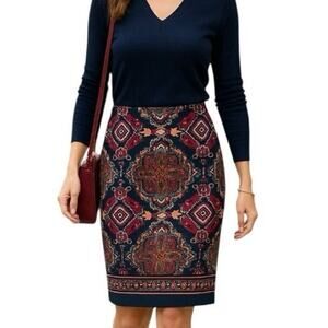 Talbots Pencil Skirt Straight Textured Burgundy Pink Multicolored Women’s 12